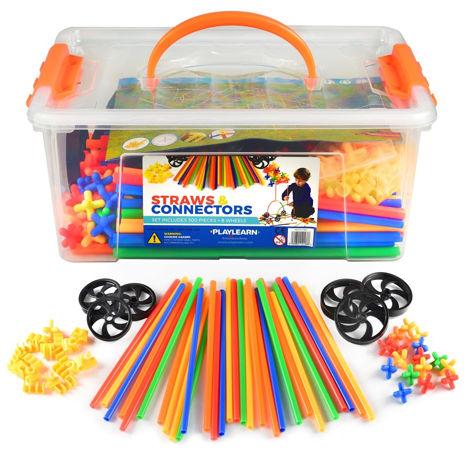 Straws & Connectors Construction Set (856 Pieces including wheels) | Sensory Construction