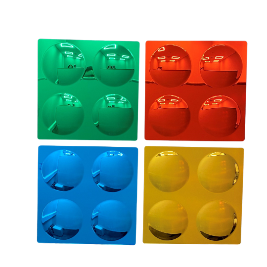 COLOURED 4 BUBBLES CONVEX MIRRORS SET OF 4 | Sensory Tools