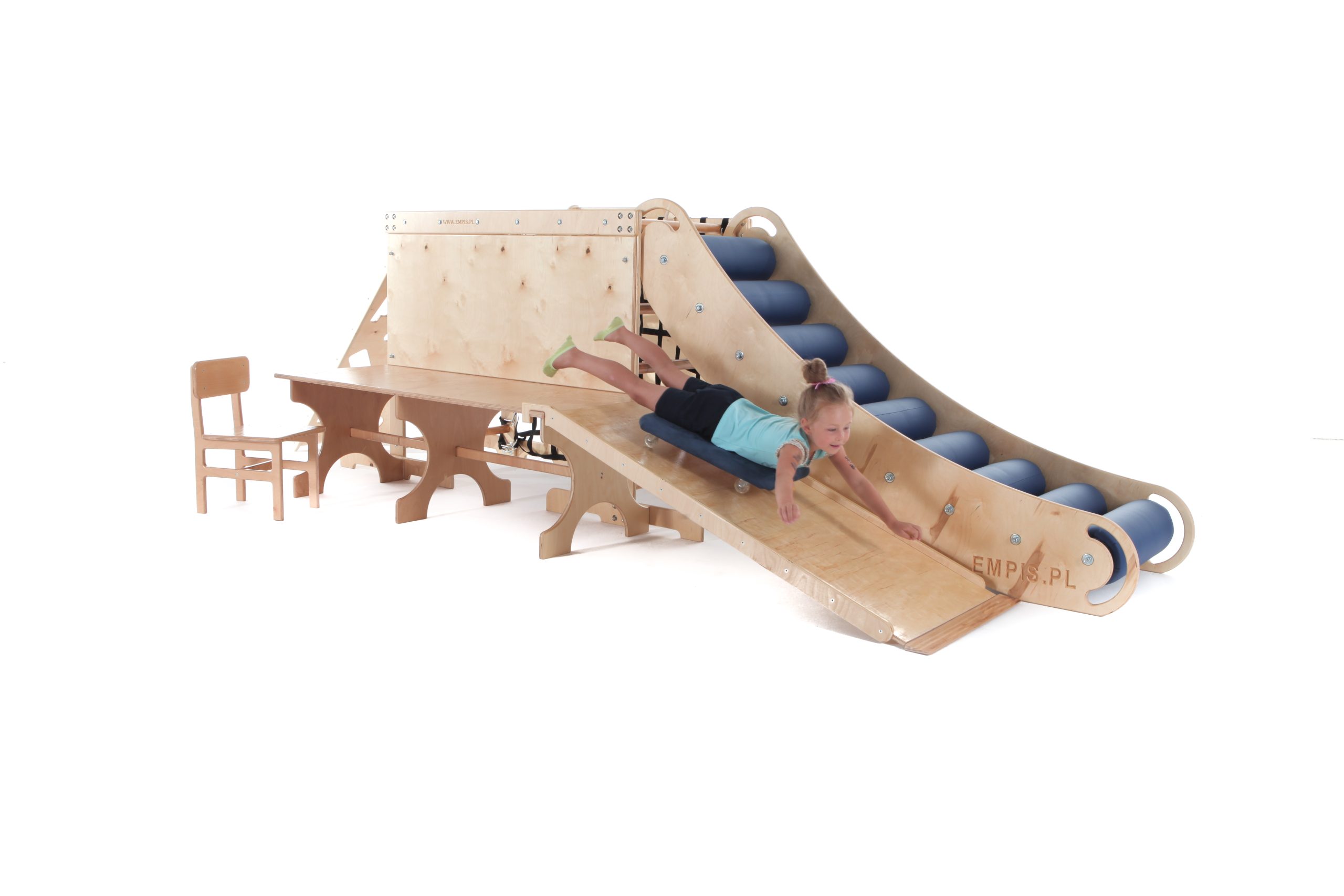 Extended Wooden Therapeutic Sensory Climb System Set Slide | Motor Planning and Balance